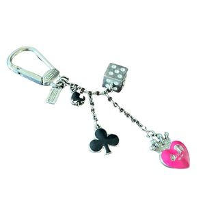NWT Coach Pave Good Luck Queen Heart Crown Dice Multi Mix Charm Keychain Key FOB